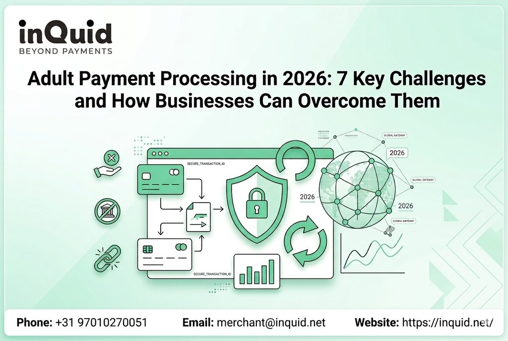 Adult payment processing in 2026 showing secure payments, fraud prevention, chargeback management, recurring billing, compliance, global payments, and scalable payment solutions.