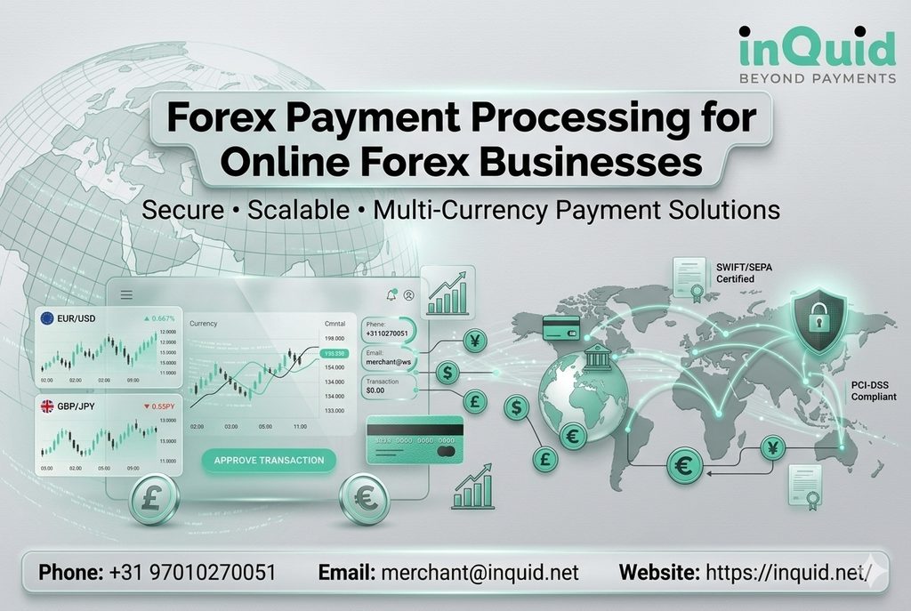 Forex payment processing for online forex businesses with global payments, multi-currency transactions, secure payment gateway, and fintech infrastructure.