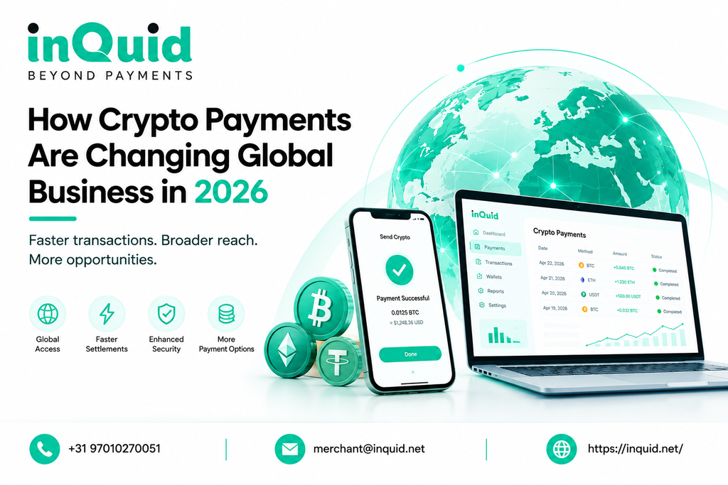 Payment orchestration for global businesses in 2026, featuring Inquid’s crypto payment solutions, digital currencies, and international payment infrastructure.